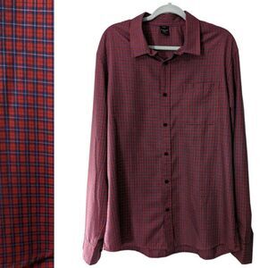 Men's Oakley Red, White, Blue Plaid Long Sleeve Button Up Shirt, XL